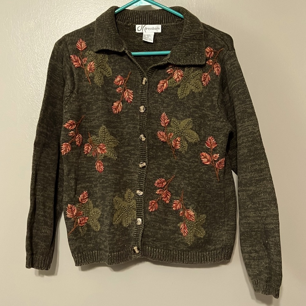 Dress barn small embroidered button cardigan sweater